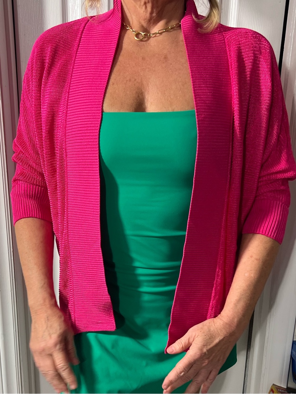 Boston Proper Hot Pink Open-Front Knit Cardigan